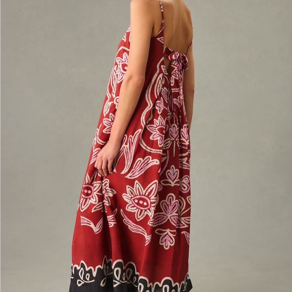 Anthropologie Square Neck Pleated Maxi Dress